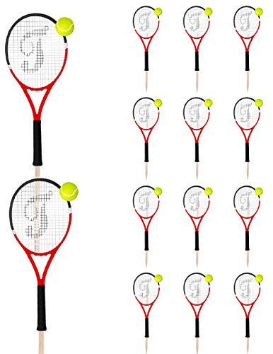 AK Giftshop Cupcake-Aufsätze für Geburtstagspartys, Tennisschläger und Ball, Dekoration, 14 Stück