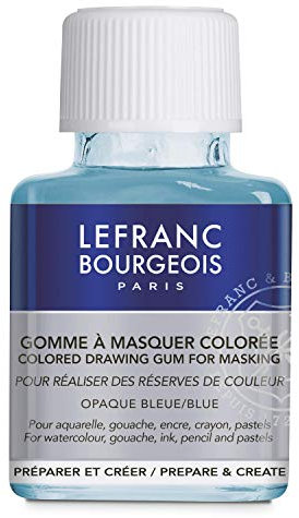 Lefranc Bourgeois 301156 Gomme de masquage, crêpe à gratter amovible, en bleu, pour aquarelle, gouache, encre – Flacon de 75 ml