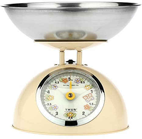THUN - Bilancia - Cucina, Altro per la cucina - Idea Regalo - Linea Country - Acciaio Inossidabile, Ferro - Base h 15 cm, Ø Base di Appoggio 21 cm, Piatto della Bilancia Ø24,5 cm, h 11 cm