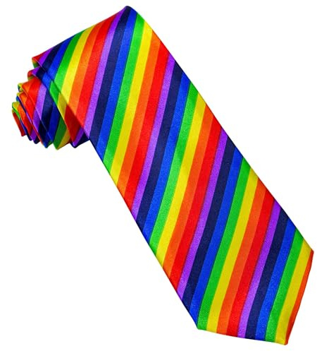 W WIDMANN MILANO Party Fashion - Regenbogen Krawatte aus Satin | Buntes Kostümaccessoire für Damen und Herren - für Christopher Street Day, Gay Pride, Karneval und Mottoparty