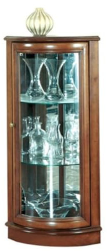 Casa Padrino Luxus Eckvitrine Braun 40 x 45 x H. 108 cm - Massivholz Eckschrank - Wohnzimmerschrank - Luxus Massivholz Wohnzimmer Möbel