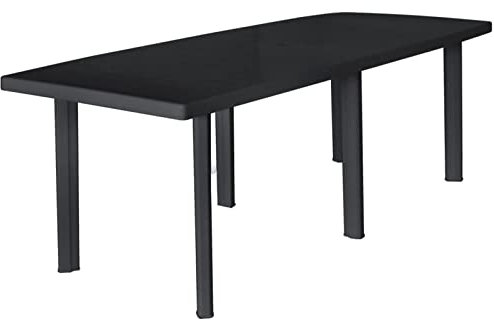 Susany Gartentisch Mit Schirmloch (3,6 cm Durchmesser),Terrassentisch quadratisch,Balkontisch Anthrazit Kunststoff,210 x 96 x 72 cm
