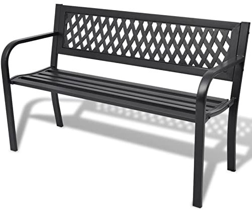 MOONAIRY Gartenbank, Wetterfest, Holzbank Garten, Bänke & Eckbankgruppen, Bank Holz, Bänke, Gartenmöbel, Terrassenmöbel, 118 cm Stahl Schwarz