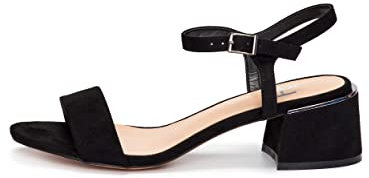 Rio Fiore Sandali Donna con Tacco, Camoscio nero, 5 cm Tacco a blocco, Cinturino alla caviglia, Microfibra, C553-K1781-12 (Black MIcrofiber, 37 EU)