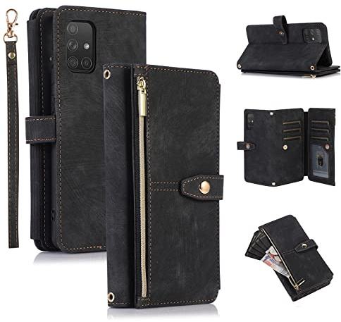 UEEBAI Étui pour Samsung Galaxy S20 FE 5G, Portefeuille Cuir PU Rétro Rabat Antichoc Housse avec Dragonne Fentes Cartes Fonction Support Fermeture Magnétique - Vintage Noir