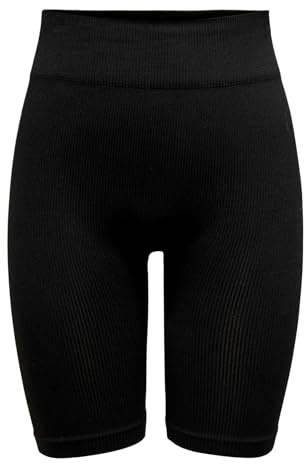 ONLY Women's Onpjaia Life Hw Rib Cir Long Shorts Noos Sports Shorts, Black, XS/S