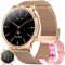 Montre Connectée Femme avec Appel Bluetooth 5.0/Numérotation, Smartwatch Compatible Samsung Huawei Xiaomi Android iOS Podometre Montre Sport Cardiofrequencemetre Etanche IP67 GPS Partagé (Or)