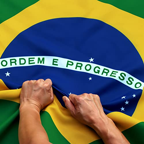 Anley Reißfeste Technologie, doppelseitig, 3-lagig, brasilianische Flagge, 90x150 cm, lebendige Farben, Leinwandkopf und knitterarm – die stärksten, langlebigsten brasilianischen Nationalflaggen