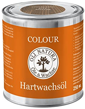 OLI-NATURA Colour Hartwachsöl - 0.25L, Charcoal Grey - farbiges Holzöl für Möbel, Treppen, Tische, Türen & mehr - Einfache Anwendung ohne Grundierung