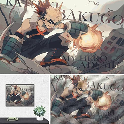 PAWCA 5D DIY Diamond Painting,Anime My Hero Academia,Crystal Strass Cross Stitch Kit, Mosaik-Handwerk für die Heimdekoration(round drill)-30x40cm