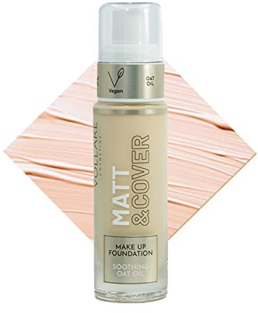 Vollare Cosmetics | Make Up Foundation | Flüssig & Langanhaltend | 24h Haftung | Vegane Naturkosmetik mit Pumpe (02 Light Latte)