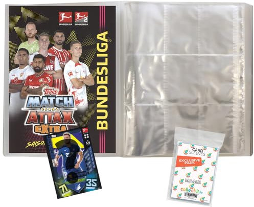 collect-it.de MY HOME OF CARDS + TOYS Exklusive Aufbewahrungshüllen im Bundle mit Match Attax EXTRA 2022/23-1 Leere Sammelmappe + 1 Nationalspieler