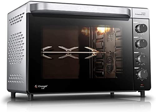 CAZARU Fours Grille-Pain électriques, Four de comptoir 52L 1600W avec Doublure en émail, Grille et Plaque chauffante et Couvercle, Four à Convection pour torréfacteur à Pizza, Noir, Ruban Happy Life