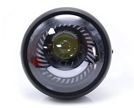 CRIBBU Headlight Protector Motorcycle Light 6.5'' LED Headlight For Softail XL883 Cafe Racer Bobber Chopper Scooter Retro Motorbike Headlamp Front Light (Size : Without brackets)