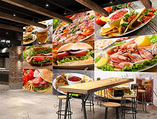 Benutzerdefinierte Fast Food Hamburger Fototapete Industrielle Dekoration Wandbild Restaurant Snackbar Hintergrund Tapete-200Cmx140Cm