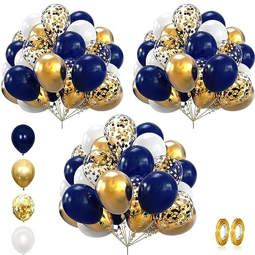 Q-WOOFF Marine Blau Und Gold Luftballon Set, 60 Stück 12 Zoll Dunkelblaue Ballonsets, Luftballon Girlande Blau, Für Babyparty, Geburtstagsdekoration