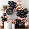 Ghirlanda di palloncini rosa oro nero, 100 pezzi metallizzati, oro rosa, nero, con palloncini in diverse misure, 18/12/10/5 pollici, per matrimonio, compleanno, anniversario, fidanzamento, decorazione