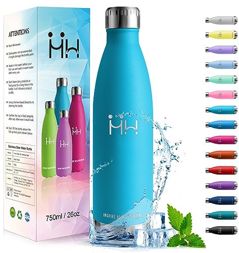 HoneyHolly Borraccia Termica, 18/8 Acciaio Inox Bottiglia Termica - 750ML - Senza BPA Borraccia Palestra, Isolato Sottovuoto, Antigoccia, Bottiglia Acqua Termos per Scuola, Sport, Ufficio