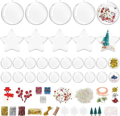30 Stück Weihnachtskugeln, Kunststoff Klar Christbaumkugeln Christbaumschmuck, Transparent Weihnachtsbaumkugeln für Weihnachtsbaum Deco, Hängender Kugel, zum Befüllen von Weihnachtsschmuck
