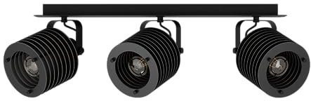 EGLO Deckenstrahler Segovia, 3-flammige Deckenlampe mit schwenkbaren Spots, Deckenleuchte Industrial Design aus Metall und Holz in Schwarz, Deckenspot mit E27 Fassung
