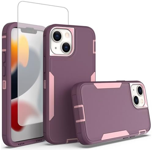 Sidande Custodia per iPhone 11 Case 6.1 per Apple 11 con protezione in vetro temper ato per lo schermo, Cover Protettiva Ultra Resistente a Doppio Strato Cover per iPhone 11 Rosa Viola