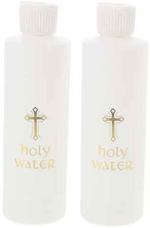 Ciieeo 2 Pz Bottiglia Di Acqua Santa Bottiglia Di Esorcismo Religioso La Croce D'oro Tiene Il Contenitore Kit Di Esorcismo A Conchiglia Bianca Plastica Schema Incrociato
