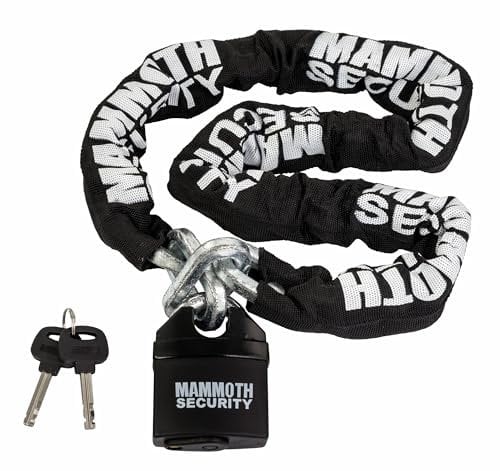 Mammoth Heavy Duty Motorbike Lock with Padlock Anti-Theft Thick 10mm x 1.2M Bike Locks High Security Chain for Bicycle Motorcycle Scooter Lock & Padlock with Scratch-Proof Nylon Sleeve