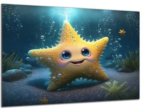 Munera Design - Bild 30x40 - süße Tiere Fantasie-Wesen Seestern - Wand-Bilder Kinder-Zimmer