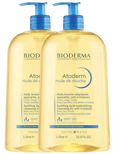 PARAVOSTRA | BIODERMA | Atoderm Reinigungsöl | Flüssigkeitszufuhr und sofortiger Komfort | Pflegt intensiv | Reinigt, Lipid und lindert Reizungen | Sehr gute Verträglichkeit | Set mit 2x1L