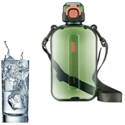 Gourde Sport,Gourde Plate, Bouteille D'Eau De Sport Pour L'Extérieur Avec Bouchon À Ouverture En Un Clic,Bouteille D'eau De Gym Avec Bandoulière,portable De Grande Capacité Gourdes De Camping