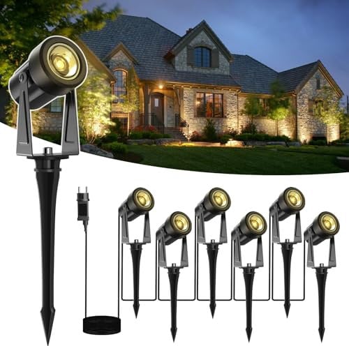 GLOBELIT Gartenbeleuchtung mit Strom 20M, 3W*6er Set LED Gartenbeleuchtung, 27V Warmweiß 3000K Außenbeleuchtung Garten IP65 Wasserdicht für Gehweg, Rasen, Haus, Hof