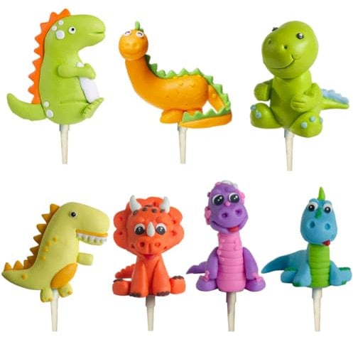 FELHPSP 7pcs Green Dinosaur Cake Decorations 3D Dinosaur Cake Decorations Dinosaur Cake Topper Dinosaur Cupcake Topper for Boys Animals Theme Birthday Party Decor
