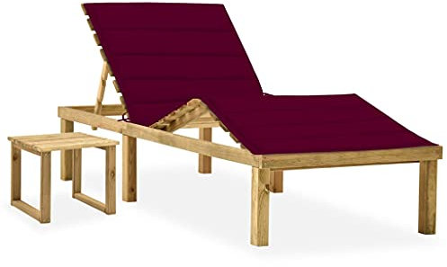 HEFZGDB Garten-Sonnenliege mit Tisch und Auflage Kiefer Imprägniert Feldbett Gartenliege Strandkorb Geeignet für Pool, Terrasse, Garten.