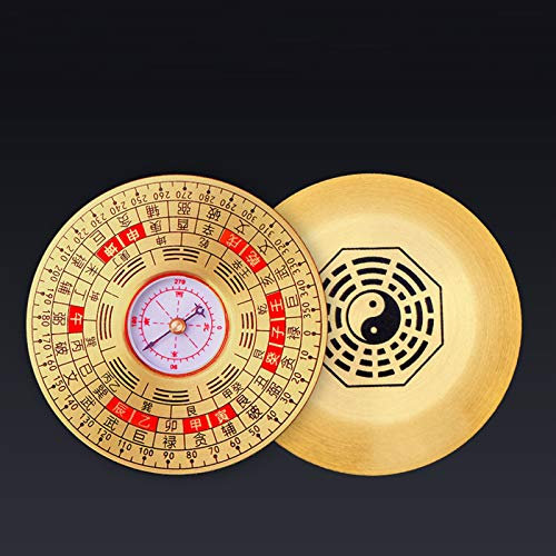 EOTRERANQ Chinesischer Feng Shui Luo Pan, Klatschkompass, Kupferkompass, Ternärer, hochpräziser, kleiner Klatsch aus reinem Kupfer, tragbar, Fengshui-Haus, umfassender Drachensuchkompass, Feng Shui-Ko