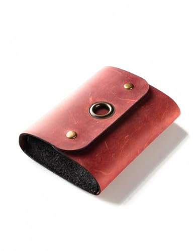 Crazy Horse Craft, Leder Reisetasche, Kabel Organizer, Fragola Red, Kleine Tasche für Laptop Maus, Handy Ladegerät, Elektronik Zubehör, Urlaubs Essentials, Cord Etui, Kosmetiks, Make up Halter