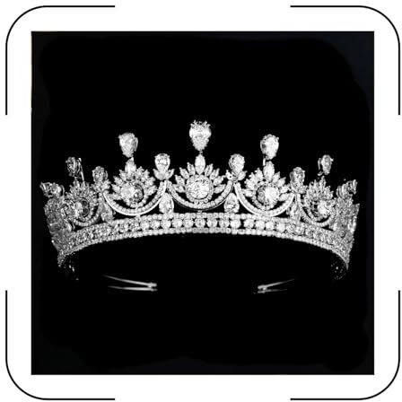 Anmutige Zirkon Braut Tiara für Hochzeit Prinzessin Kopfstück Zirkonia Königin Kronen für Braut Erwachsene Kristall Haarschmuck, Medium, Kristall, Zirkonia