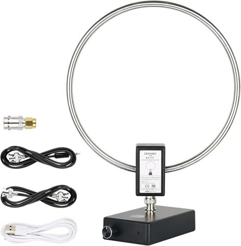 AURSINC GA450 Loop Antenna, Active Shortwave Radio Antenna Portable with BNC Cable SW 2.3-30MHz MW 522-1710KHz for Ham Radio