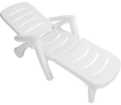 Sunicon Outdoor-Klappliege, Mehrzweck-Strandstuhl aus leichtem, wasserdichtem Kunststoff, Terrassenstühle mit 2 rollenden Rädern und Armlehne für Terrasse, Strand, Hinterhof, Pool
