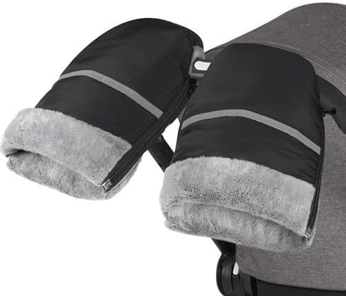 WD&CD Kinderwagen Handwärmer, Handschuhe Handmuff asserfest Winddicht Handschuhe Handmuff für Kinderwagen Buggy,Radanhänger - Schwarz