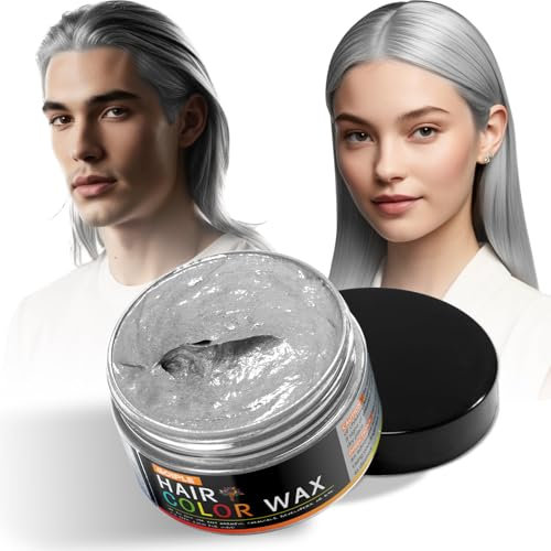 Silber Temporäre Haarfarbe, Naturhaarfarbe, Wachs, Haarfarbe für Cosplay, Make-up-Bälle und Partys – ein Frisierbalsam, leicht zu waschen, für sofortige Ergebnisse