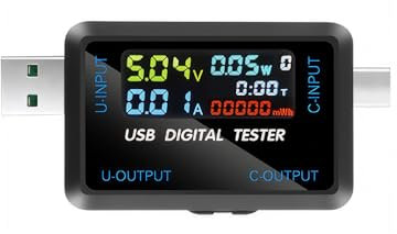 rongweiwang Tragbar für schnelles Aufladen der Kapazität, Echtzeit Überwachungskopf, Multi USB Spannungsmesser für tragbare Stromversorgung des Telefons, 6527 – Q (USB+Typ – C)