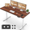 Flamaker Höhenverstellbarer Schreibtisch Ganze Tischplatte 140 x 60 cm Schreibtisch Höhenverstellbar Elektrisch mit USB-Aufladung und 360° Rollen (Walnuss+Weiß)