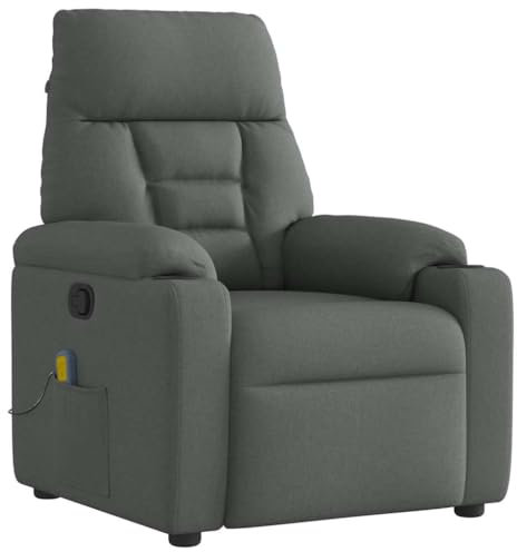 vidaXL Massagesessel Dunkelgrau Stoff, Massage TV-Sessel, Sessel mit Massagefunktion, Fernsehsessel