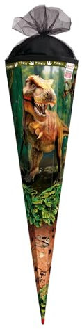 ROTH Motiv-Schultüte, T-Rex Welt, 85 cm, eckig, Rot(h)-Spitze, Tüllverschluss, Soundmodul, Spezialborte
