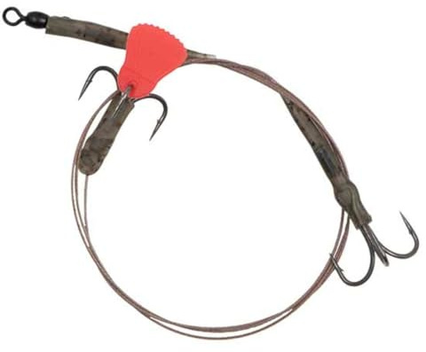 Fox Rage Predator Twin Treble Wire Trace, 50cm Size 8 Barbed 40lb FRR023.