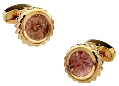 Manschettenknöpfe 2 Paar Manschettenknöpfe mit floralem Bernstein-Gold-Motiv für Herrenhemden