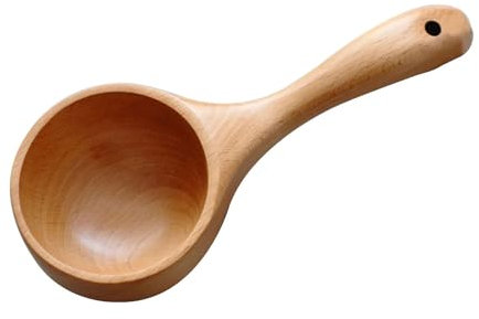 1 PCS Solid Wood Water Scoop Spoon Multipurpose Wooden Spoon Bath Salt Wooden Ladle Spoon Scoops for Canisters Flour Ladles for Cooking with Short Handle,Washing Powder Scoop