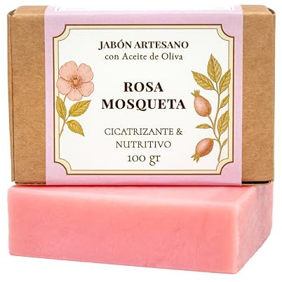 CABRERIZO SOAP Savon Artisanal Rose Musquée et Huile d’Olive 100 g – Savons à offrir, Pain de Savon Visage