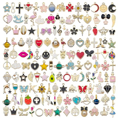 Weihnachten Charms Anhänger Set, 100 Stück Emaille Schmuckherstellung Charms, Weihnachtsmann Schneeflocke Stern, Engel Anhänger für Weihnachten Armband, Halskette Herstellung und Dekoration (C1)