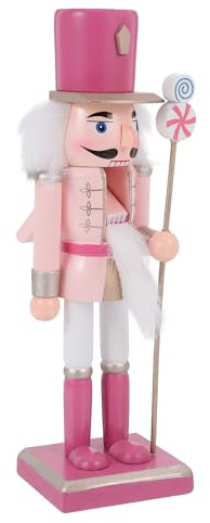 Veemoon 10inch Rosa Nussknacker Figur Holz Weihnachtssoldat Figurines Weihnachts Nussknacker Tisch Ornament Weihnachtliche Soldaten-Dekoration Für Wohnkultur-Party